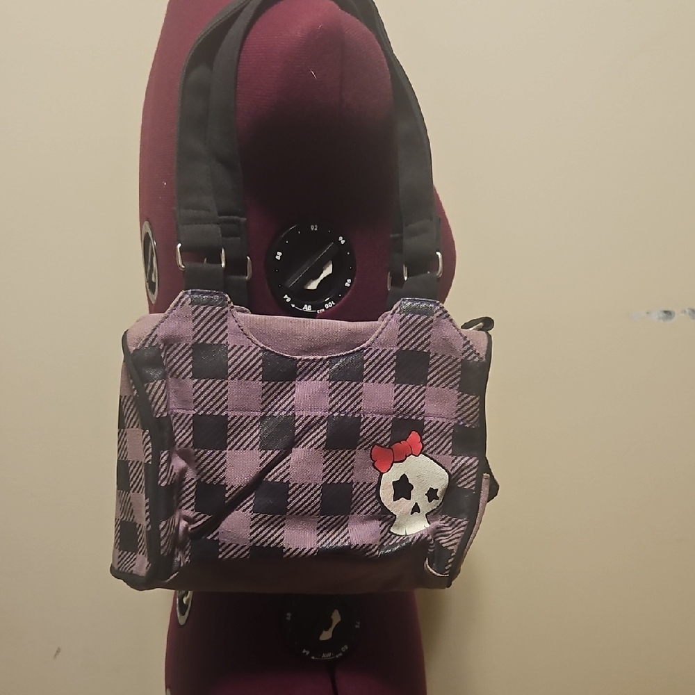 Plaid Skull Design Handbag